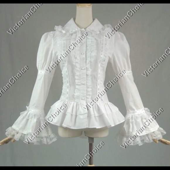 « NEW » Victorian White Blouse - Picture 4 of 4